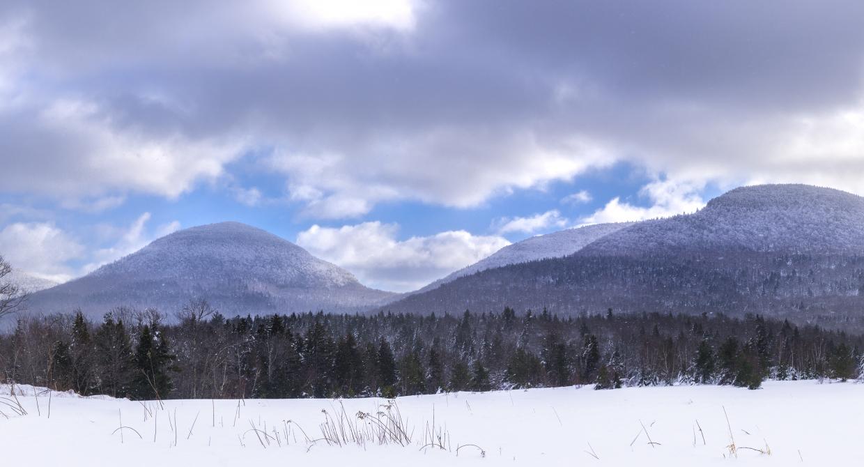 Twin and Sugarloaf mountains in the winter. Photo credit: Steve Aaron