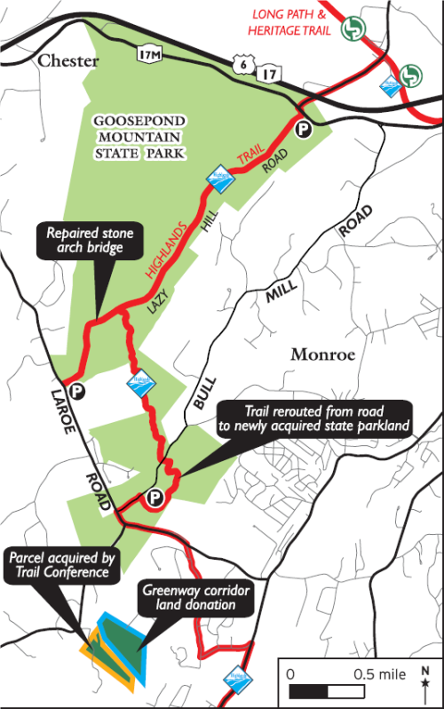 Goosepond Mountain Highlands Trail Reroute Map. Map by Jeremy Apgar.